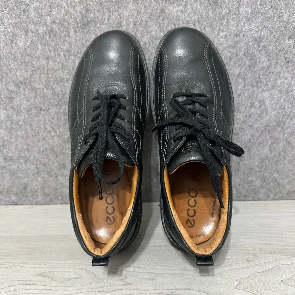 ECCO Fusion Oxford Mens 43 US‎ 9-9.5 Black Leather Plain Toe Lace Up Shoes